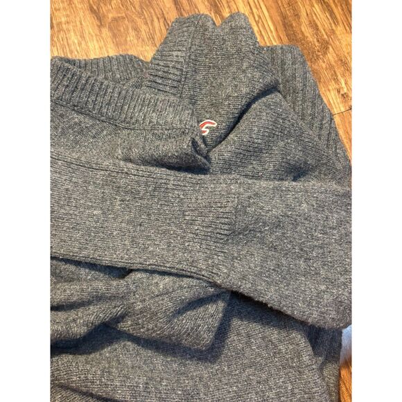 Hollister Y2K Gray knit Ribbed Trim V Neck Sweater Cotton Rabbit Hair 90s sz L - Picture 7 of 8